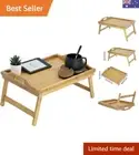 Bamboo Bed Tray Table with Folding Legs Foldable Serving Portable Laptop Tray...