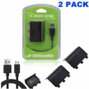 2x Rechargeable Battery Pack FOR Xbox One S Wireless Controller + USB Cable
