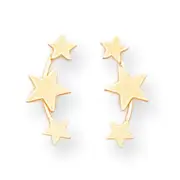14K Yellow Gold 3-Star Stud Earrings Push Back Madi K Children's Jewelry