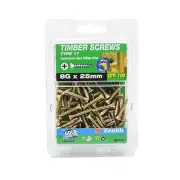Zenith 8G x 25mm Gold Passivated Type 17 Countersunk Head Timber Screws - 100...