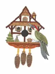 German Birdhouse with Eurasian Green Wood Embroidered Iron on/Sew Patch