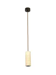 Traviato 1 Light Cylinder Pendant in Travertine with Bronze Details