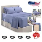 Luxury Extra Deep Pocket Split King Size Sheets - 7 Piece Set in Steel Blue