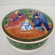 Mikasa 683 Navidad Porcelain Holiday Nativity Manger Candy Trinket Dish & Lid