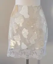 ANTHROPOLOGIE CMS ASSOCIATES IVORY WHITE SEQUIN LACE SKIRT ONE OF A KIND! 8/10