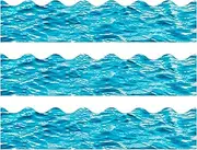 57.4 Ft Bulletin Board Borders 50Pcs Ocean Wave Boards Trim Self-Adhesive Blue Classroom Bulletin Board Decor for Summer School Classroom Office Wall Decal