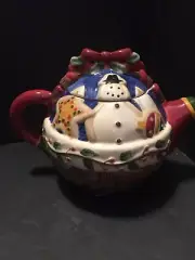 DEBBIE MUMM CHRISTMAS MINI TEAPOT Collector Series HAND PAINTED New In Box!