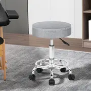 ALFORDSON Salon Stool Round Swivel Barber Hair Dress Chair Light Grey Fabric