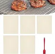 Generic 11.8x15.7'' Grill Mat Set, BBQ Mesh Grill Mat of 5pcs, Heavy Duty Non-Stick Cooking Sheet Liners, Reusable Teflon Grilling Net for Outdoor Smoker, Pellet, Gas, Charcoal Grills