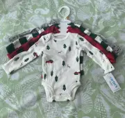 Carter’s Baby Christmas 4 Piece Bodysuits Size Newborn
