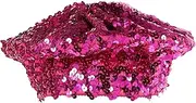 [CLISPEED] Sparkly Sequin Beret Hat for Women Lightweight Dance Costume Accessory for Parties Themed Events and Cosplay Rosy