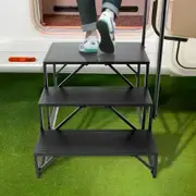 RV Steps 3-Step RV Stairs 199.58KGS Load Capacity Thickened Carbon Steel With Handrail Non-Slip Steps for Safe Entry and Exit Suit