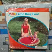 Sand N Sun One Ring Kiddie Pool Inflatable 36" X 6" Baby Toddler Red Hawaiian