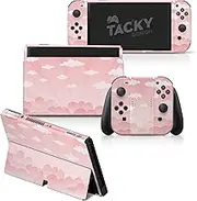Tacky Design Clouds Skin for Nintendo Switch OLED Skin - Premium Vinyl 3M Nintendo Switch OLED Stickers Set - Cute Pastel Moon Switch OLED Skin for Console, Dock, Joy Con Wrap - Decal Full Wrap