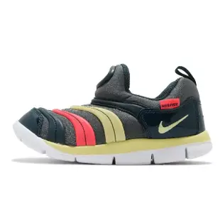 【NIKE 耐吉】慢跑鞋 Dynamo Free 運動 童鞋 襪套 舒適 輕量 毛毛蟲 小童 球鞋 灰 黃(343938-024)