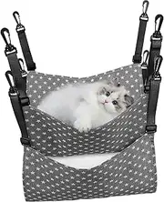 JOINPAYA 2Pcs Adjustable Reversible Cat Hanging Hammock Stylish Indoor Swing Bed for Cats and Kittens Secure Buckles for Safety Easy Installation for Pet Cages and Play Areas