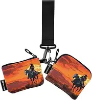 [XYMZR] Mini Zip Around Wristlet keychain Wallet Cowboy Sunset Cool for Women Personalized Pattern Detachable Dual Pouch Wristlet Portable Wallet Phone Coin Purse, Multi-colored, One Size