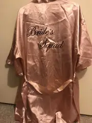 Bridal Dressing Gown Robe Bridemaid Pink Bride Squad Size XL Boohoo Tie Wedding