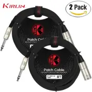 2-PACK Kirlin 6FT XLR Male to 1/4" TRS Plug 24AWG Patch Cable MP-483 PR-06/BK