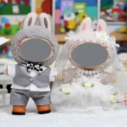 Labubu Baby Clothes 17cm Labubu Cloth Clothes Heartbeat Macaron Vinyl Face Doll Baby Clothes Replacement——style:Paris Spring (Wedding Dress) Three piece Set