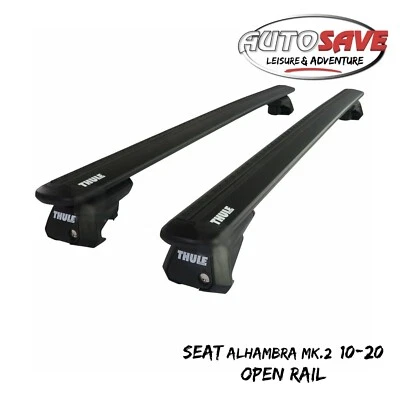 Thule Alu WingBar Evo Black Roof Bars to fit Seat Alhambra Mk.2 10-20 Open Rail
