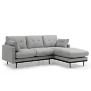 Modern Furniture HAVANA 3 Seater Sofa with Right Chaise - Light Grey & Black