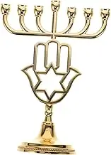 Alipis Vintage Gold Metal Candlestick Holder Menorah Decor Hanukkah Party Accessory