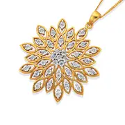 9ct Gold Diamond Fancy Flower Pendant