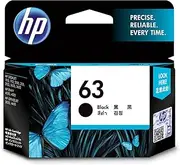 HP 63 Genuine Original Black Printer Ink Cartridge works with HP OfficeJet 4600, 5200, HP DeskJet 2100, 3600 and HP ENVY 4500 Series - (F6U62AA)