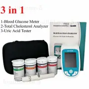 3-in-1 Blood Glucose/Cholesterol/Uric Acid Meter-Home Monitor with Test Strips