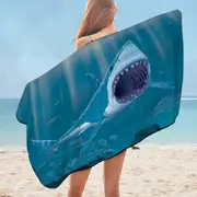 Cool Scary Marine life Art Shark Bite Microfiber Beach Towel