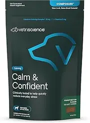 VetriScience Laboratories Composure, Calming Support for Dogs, Naturally Sourced Chews120 Peanut Butter Flavored Bite-Sized Chews