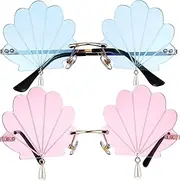 [LAPYAPPE] 2 Glasses Women's Rave Sunglasses Disco Eyewear Shell Frame Stylish Comfortable Mix Match Colours