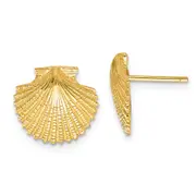 14k Yellow Gold Scallop Shell Post Earrings