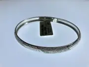 FMC Sterling Silver 925 Hinged Bangle Etched Bracelet 7.25” Dia Tarnish Free NWT