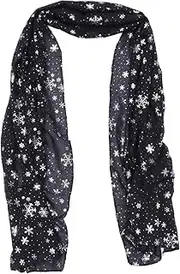 [Yardenfun] Christmas Scarf Cold Warm Scarf Wedding Fur Wraps Christmas Shawl Scarf Snowflakes Fleece Chiffon Scarf Women Knitted Neckerchief Faux Fur Shawl Scarf Men Black Polyester