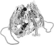 [MOBUTOFU] Dinner Bag Glitter Chain Shoulder Bag Sequin Clutch Rhinestone Handbag Bling Bag Glitter Clutch Evening Bags Small Sequin Crossbag Ladies Sparkly Purse Tote Bag Clutch Bag
