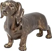 THORNE ANTIQUES AND COLLECTABLES Dachshund Dog Statue Bronze Sculpture Sausage Dog Ornament Bronzed Resin