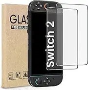 TQLGY Matte Glass Screen Protector for Nintendo Switch 2 2025, 9H Tempered Glass, Anti-Glare & Anti-Fingerprint, Anti-Scratch, Bubble-Free Installation, 2-Pack