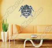 Miner Skull Coal Axe Crossbones Hardhat Gold Wall Sticker Interior Decor 22"X22"