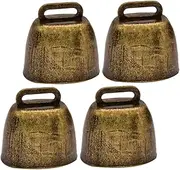 FUNOMOCYA Craft Bells for Pets 4pcs Small Iron Cow Bells Noise Maker for Collars Farm Decorations