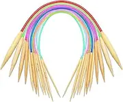ZXUY Circular Knitting Needles Premium Bamboo with Colorful Plastic Tube Kits Perfect for Handmade Creative DIY with Ergonomic Handles for Knitting Socks, Shawl, Gloves, Scarf, Sweaters (18size-60cm)