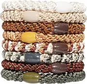 L. Erickson Grab & Go Ponytail Holders Set of 8, Brown Stone