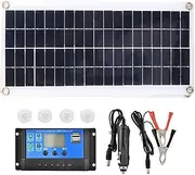 20W 12V Solar Panel Kit 10-60A Controller Solar Charging Kit Suitable for Campervan, Yacht, Garden, Lighting Black 50A