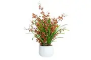 Glamorous Fusion Orange Dancing Lady Orchid Artificial Fake Plant Flower Decorative 78cm In Pot