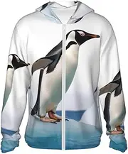 [LHBWCVN] UPF 50+ Light Jacket Full Zip Sun Protection Hoodie for Women Men Long Sleeve Penguin Sun Shirts