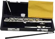 JWQFBC C Key Piccolo, Lightweight Easy to Play Wind Instrument, 16 Hole Flute for Stage Performance Practice, Classroom, Beginner, Silver