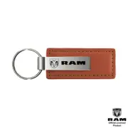 Dodge Ram Brown Leather Key Fob Authentic Logo KeyChain