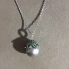18k white gold necklace | tsavorite, grey south sea pearl & white diamonds