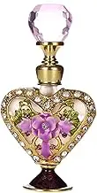 Vintage Perfume Bottle Mini Cologne Dispenser, Empty 5ml Vintage Pink Purple Glass Carved Flower Diamond Decor Crystal Cap Refill Essential Oil Handmade Gift